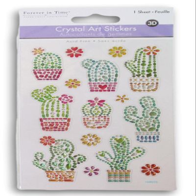 Cactus Gem Stickers - Succulents 3D Gemstone Crystal Art Stickers for Crafts & Scrapbooks - 15 Pieces