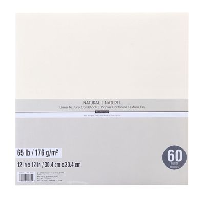 Recollections 60 Sheets Natural 12 x 12 Linen Texture Cardstock Paper - Acid and Lignin Free Paper for Scrapbooks, Arts & Crafts - 1 Pack