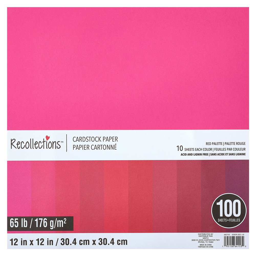 Recollections 100 Sheets Red Palette 12 x 12 Cardstock Paper - Acid and Lignin Free Paper for Scrapbooks, Arts & Crafts - 1 Pack