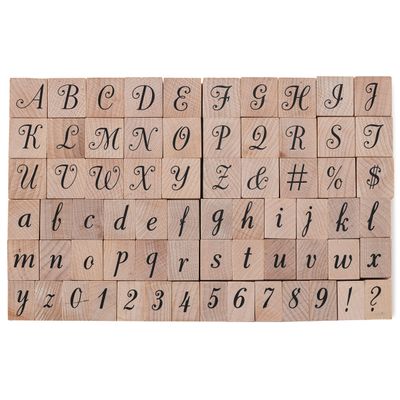 Recollections Script Alphabet & Numbers Wood Stamp Set - Woods Stamps for Stationary, Scrapbooking, School Projects, Arts & Crafts - 1 Pack