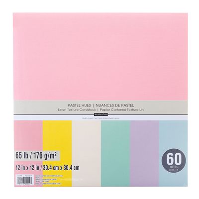 Recollections 60 Sheets Pastel Hues 12 x 12 Linen Texture Cardstock Paper - Acid and Lignin Free Paper for Scrapbooks, Arts & Crafts - 1 Pack