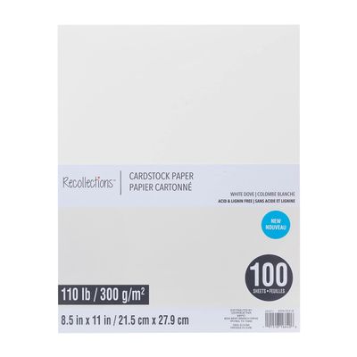 Recollections 100 Sheets White Dove 8.5 x 11 Cardstock Paper - Acid and Lignin Free Paper for Scrapbooks, Arts & Crafts - 1 Pack