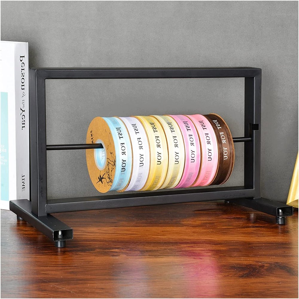 Craft Room Organiser Display Display Stand Small Craft Ribbon Organizer Rack, Metal Tabletop Chiffon Band Storage Holder Stand for Vinyl Roll/Stain Ribbon, Wrapping Band Display Stand