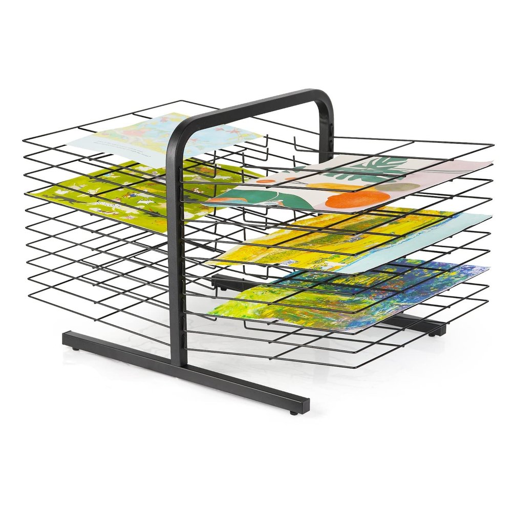 BELUND Art Classroom Paint Drying Rack Fine Art 20-Tier Metal Artwork Storage Display Rack, Strong Coating Design, Great for Schools and Art Clubs