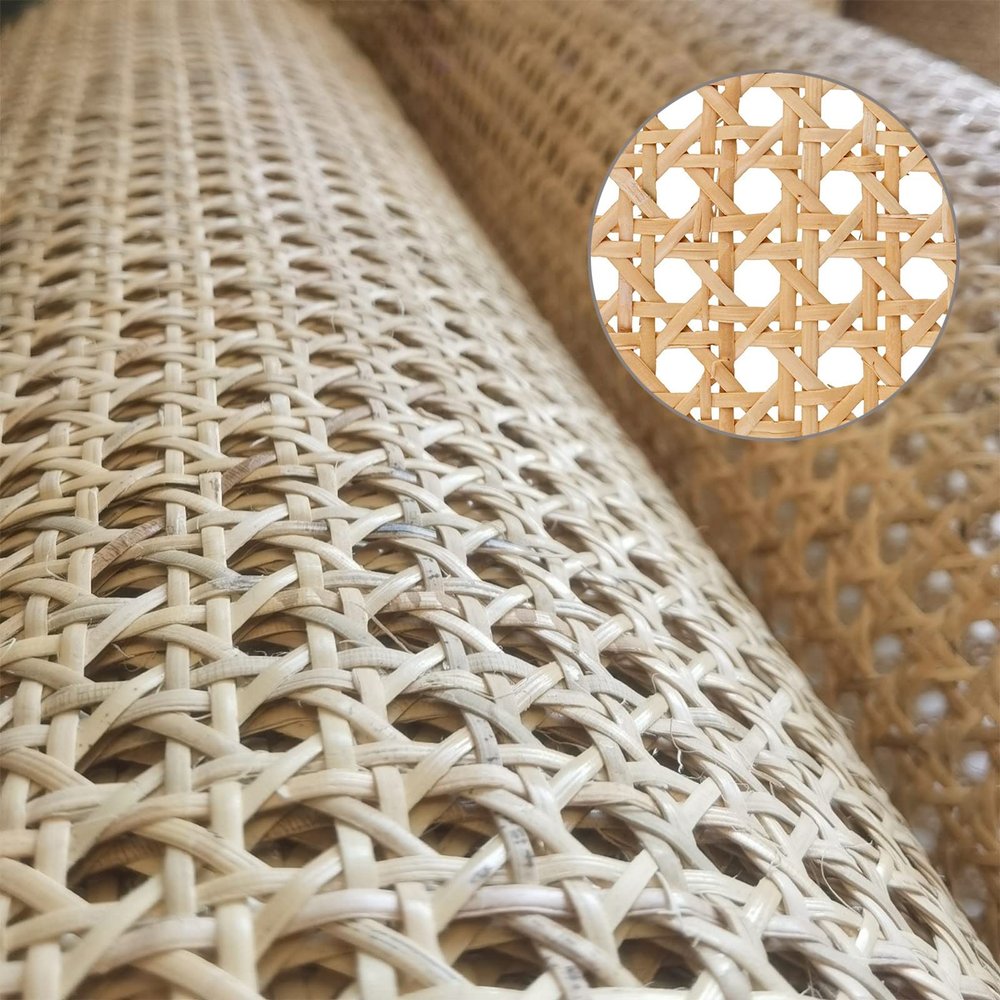 Open Rattan Webbing Roll for Furniture, Natural Rattan Fabric Material, Pre-Woven Wicker Cane Woven Rattan Sheets Net, Rattan Fabric for Furniture Decor, Chair Caning Supplies, Caning DIY Projects (S