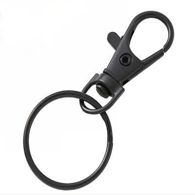MAHAVIMOKSA 100pcs/50Sets Lobster Clasps Claw Swivel Trigger Clips Snap Hooks with Key Rings for DIY Craft Lanyard Keychain (Black)