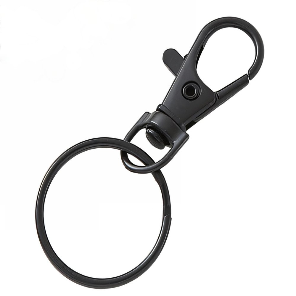 MAHAVIMOKSA 100pcs/50Sets Lobster Clasps Claw Swivel Trigger Clips Snap Hooks with Key Rings for DIY Craft Lanyard Keychain (Black)