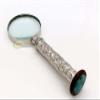 INAM's Premium Quality Magnifying Glass with Blue turquoish Stone for Reading Newapaper, Books, Stamps and Astrologer Nickle Plated. view 1