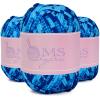 3 Skein Fancy T-Shirt Yarn, Tshirt Fabric Crochet Yarn for Crocheting Bag/Craft Project/Home Decor, 3.3oz/100g, 30yd/27m (5# Dark&Light Blue) view 1