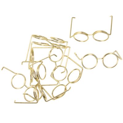 NUOBESTY 10pcs Mini Doll Glasses Metal Wire Rim Glasses Frameless Lens Doll Dress up Eyeglasses Tiny Costume Accessories Golden 37mm
