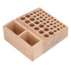 Leather Holder Tool, 46 Holes Multifunctional Wooden Leather Craft Tools Rack Leathercraft Craft Tool Rack with 2 Grid for Leather Working Making Punch Tools Organizer Storage Stand Gift view 3