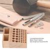 Leather Holder Tool, 46 Holes Multifunctional Wooden Leather Craft Tools Rack Leathercraft Craft Tool Rack with 2 Grid for Leather Working Making Punch Tools Organizer Storage Stand Gift view 4
