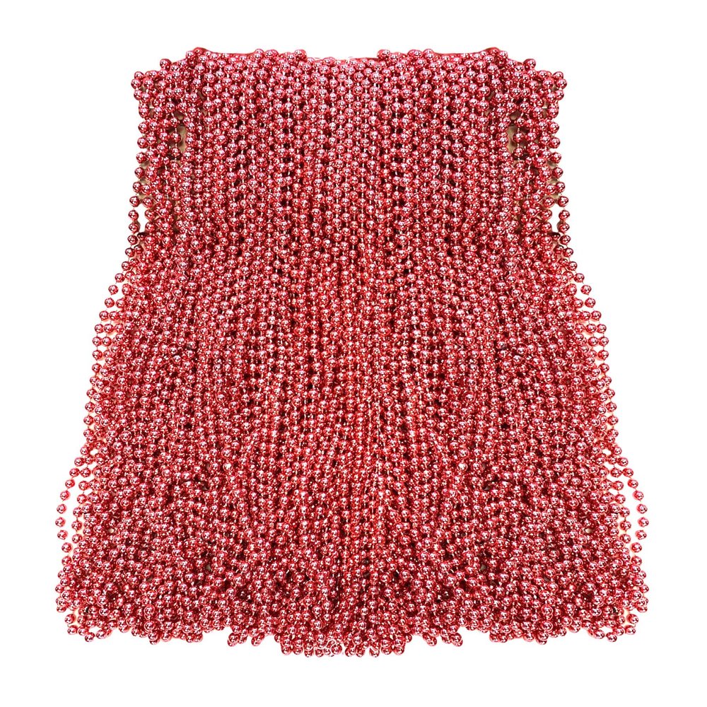 THE MARDI GRAS KREWE - Beads Necklaces Mardi Gras 72 Pack, 6 Dozen 33" 7mm - Party Favors, Parades, Bulk Decorations, Costumes, Festivals, Events - Light Red