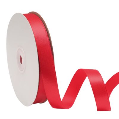 ORIKUKEET Red Polyester Ribbon Single-Sided Shiny 5/8" Width, 50 Yards,Perfect for DIY Crafts, Wedding Decoration, Gift Wrapping and Flower Art (Red)