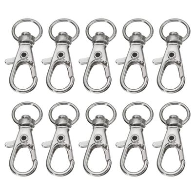 LKXHarleya 10Pcs Swivel Lobster Clasp Hooks Split Lobster Claw Clasps for DIY Craft Key Ring Jewelry Making, Rhodium, 38x17mm