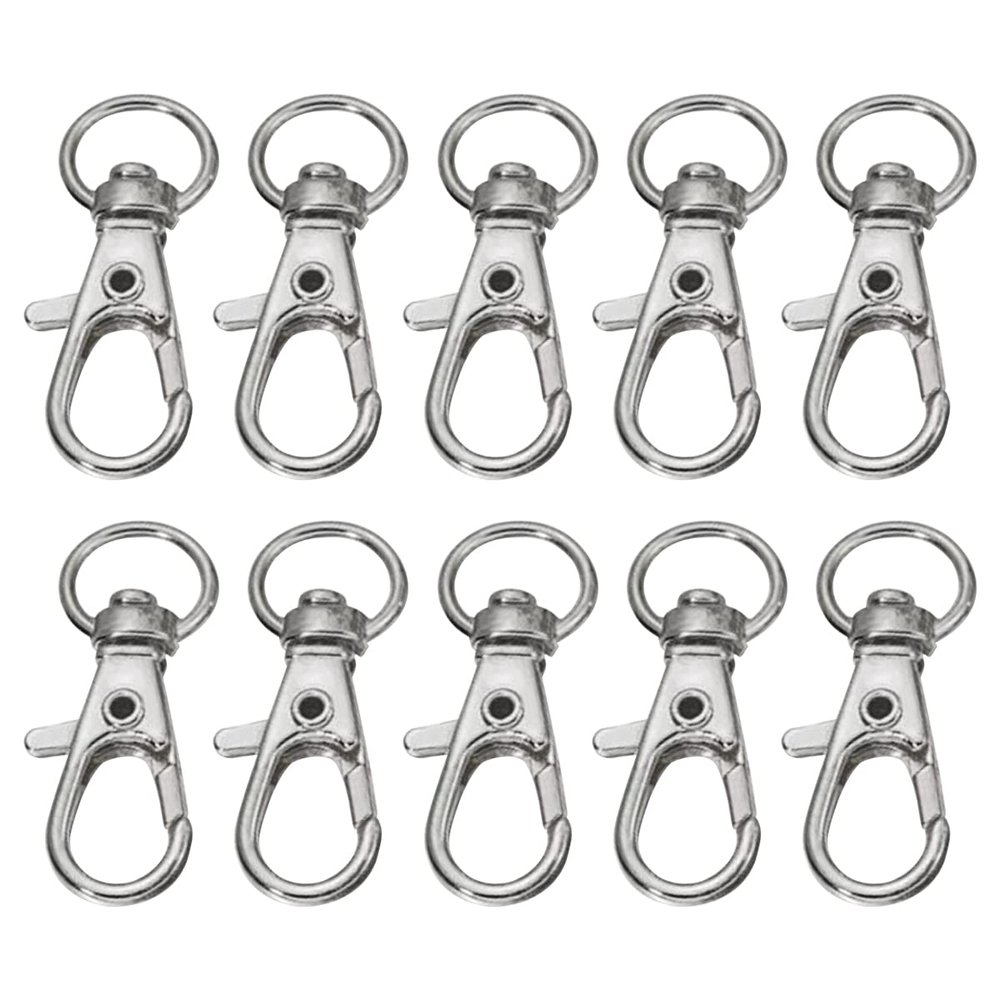 LKXHarleya 10Pcs Swivel Lobster Clasp Hooks Split Lobster Claw Clasps for DIY Craft Key Ring Jewelry Making, Rhodium, 38x17mm