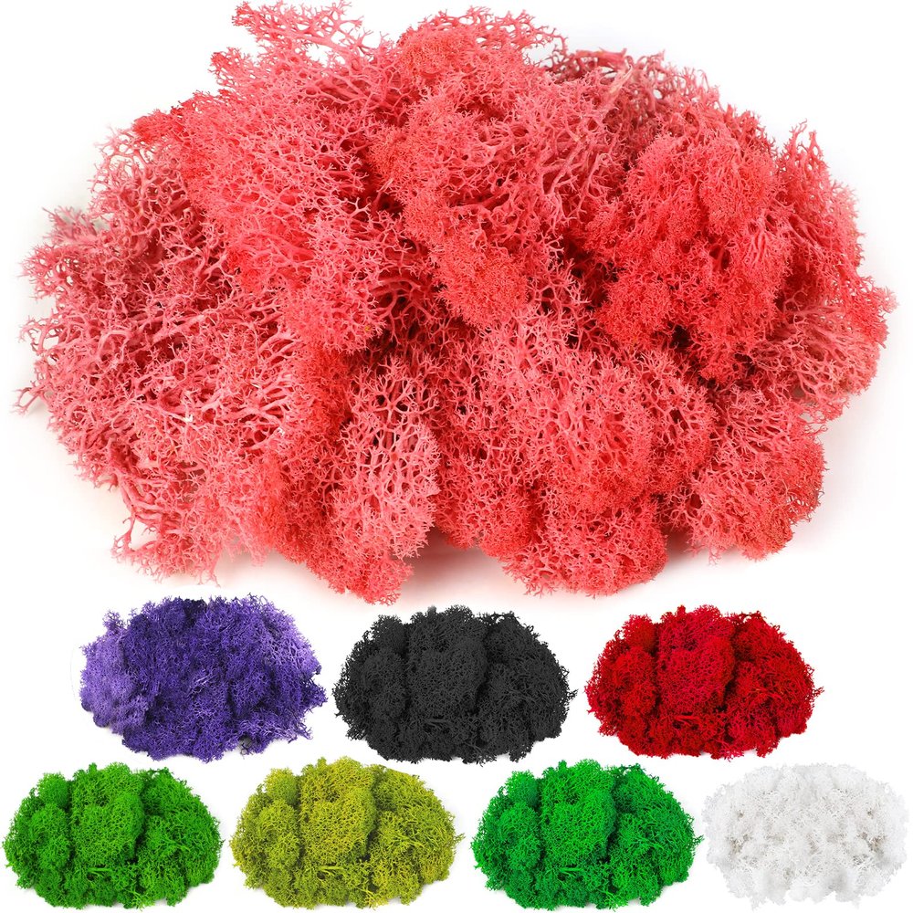 CCINEE Moss Preserved, 4 OZ Fake Reindeer Moss for Potted Plants for Craft Arts Floral Wall Decor Wedding Centerpieces Fairy Garden Artificial Terrariums Decoration for Christmas(Pink)