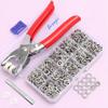 100 Sets Abruga Metal Snaps Buttons, Five Claw Buckle Installation Plier Tool Set, Snap Fastener Plier Tool, Metal Prong Snaps Buttons for Clothing Leather Crafting Sewing view 1