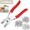 100 Sets Abruga Metal Snaps Buttons, Five Claw Buckle Installation Plier Tool Set, Snap Fastener Plier Tool, Metal Prong Snaps Buttons for Clothing Leather Crafting Sewing view 2