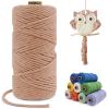 LEREATI Single Strand Macrame Cord 4mm x 110yards, Apricot 4mm Macrame Cord Natural Cotton Macrame Rope Yarn, Thick Cotton Cord for Wall Hangings, Plant Hangers, DIY Crafts, Home Decorations view 1