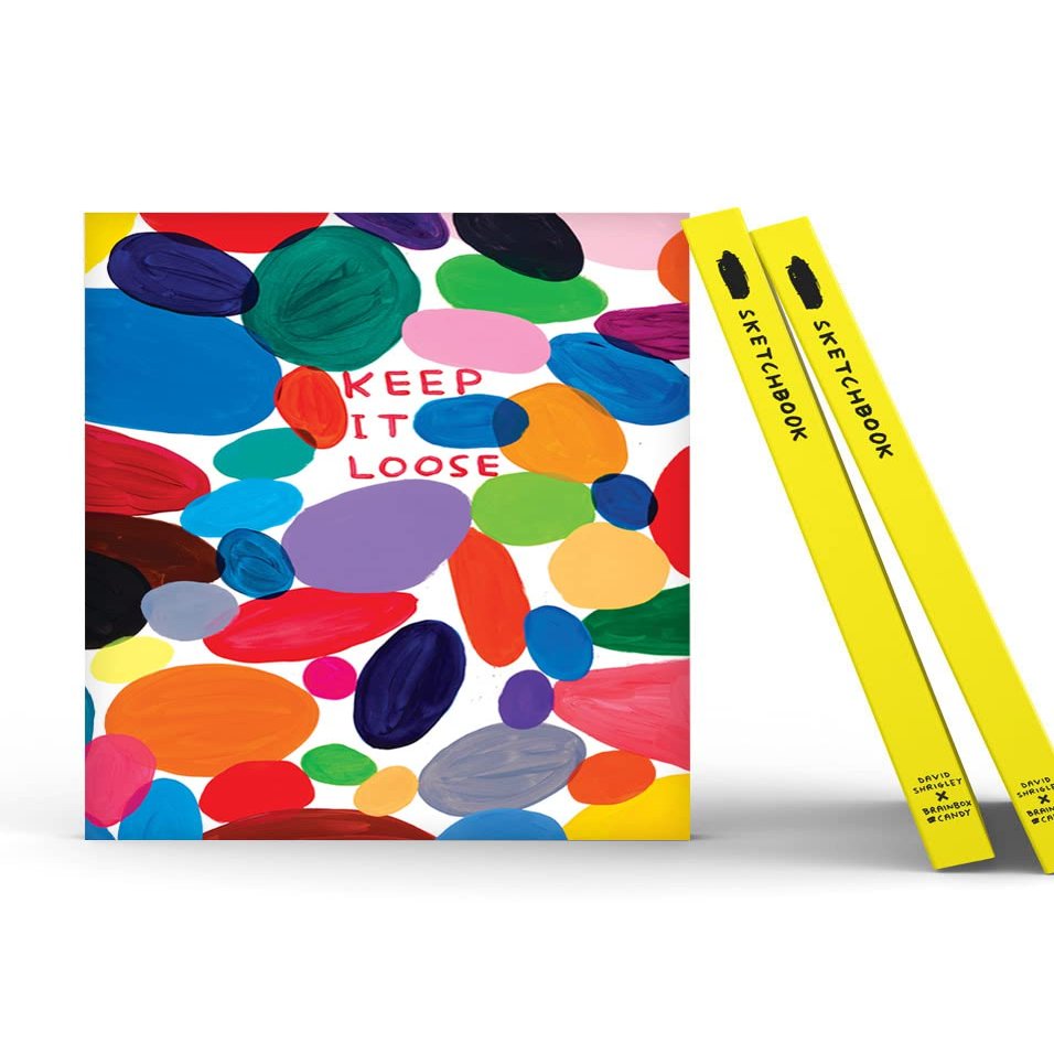 Official David Shrigley - Artist Sketchbook, Art Supplies Notebook - Funny A5 Sketchpad - 'Keep It Loose' - Drawing Artwork - 144 Blank Pages - Sold by Brainbox Candy