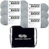 Premier Yarns Basix Light Gray 1115-02 (6-Skeins - Same Dye Lot) Worsted Medium #4 Acrylic Yarn for Crocheting and Knitting with Project Bag view 1