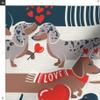 Spoonflower Fabric - Dachshund Hearts Doxie Weiner Dog Valentines Day Love Romance Quirky Printed on Minky Fabric by The Yard - Sewing Baby Blankets Quilt Backing Plush view 3