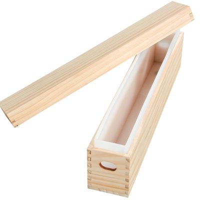 Rectangle Silicone Soap Mold, 2200ml/77oz Tall Skinny Soap Making Mold with Wooden Box and Lid for DIY Soap Making