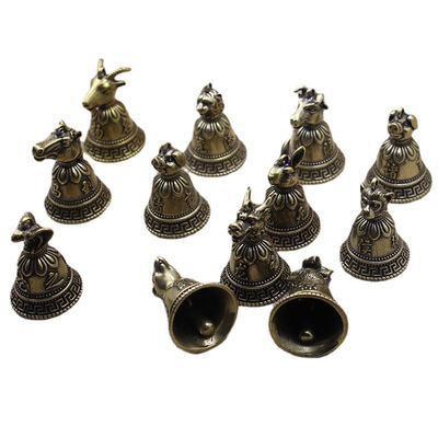 1Pcs Retro Brass Twelve Zodiac Classical Pure Copper Key Buckle Bells Wind Bell car Pendant Chinese Style()