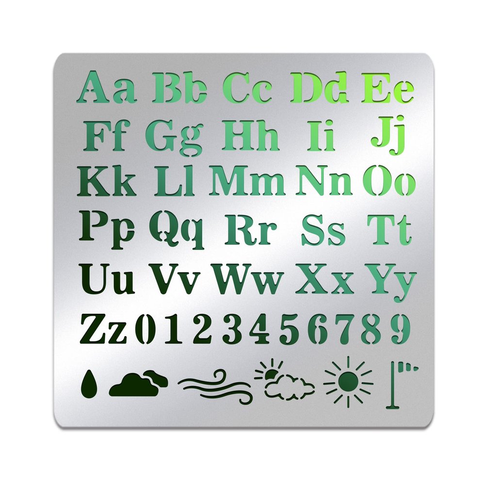 BENECREAT Alphabet Number Stencils, Reusable Weather Stainless Steel Stencils for Crafts and Painting On Wood, Floor, Tile, Wall, Furniture, 6x6 inch