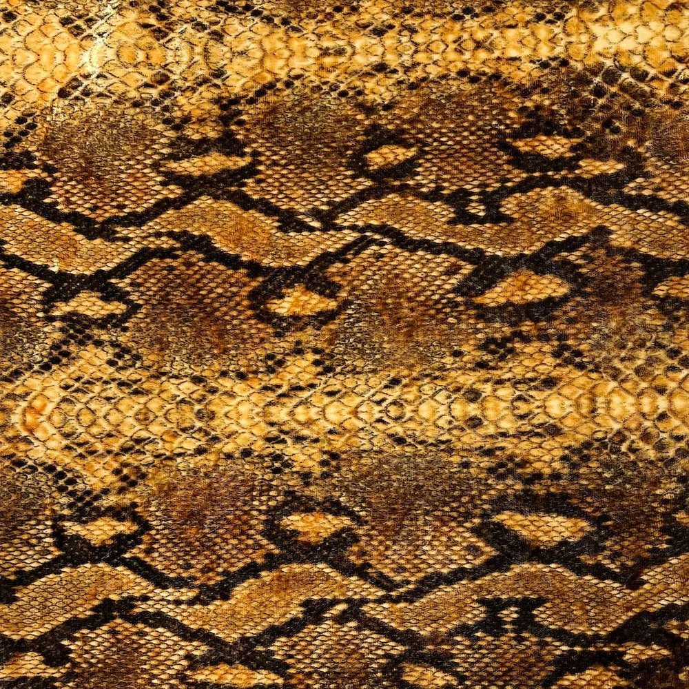 Fashion Fabrics LLC Gold Snake Skin Printed Stretch Velvet Fabric