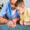 Sensory Wall Sequin Flip Fabric for Kids,0.2" Large Sequins Sensory Graffiti Fabric for Toddlers,Tactile Stimulation,Calming Corner Items (Half yd (18"*49"), Lake Blue + Silver) view 2