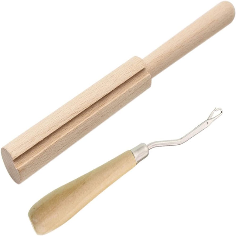 Crochet Hook, Yarn Cutter, Wooden Latch Hook Crochet Yarn Cutter Tool for Tapestry Carpet Rug Making DIY Embroidery Crafts (4#)