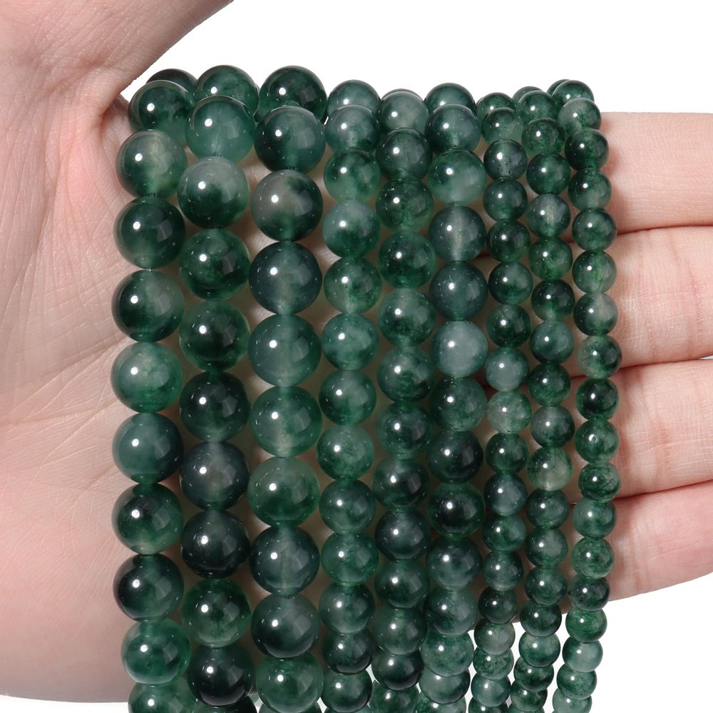 60pcs 6mm Natural Stone Beads Green Chalcedony Beads Energy Crystal Healing Power Gemstone for Jewelry Making, DIY Bracelet Necklace