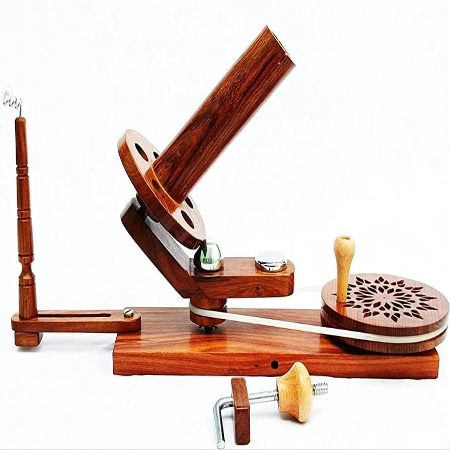 Star Yarn Ball Winder, Skein Winder for Knitting & Crocheting Handmade Rosewood, Brown, 36 x 12 x 25 cm
