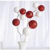 Factory Direct Craft Group of 6 Red and White Glittered Ball Stems for Holiday Decorating and Special Event Displays view 1