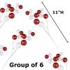 Factory Direct Craft Group of 6 Red and White Glittered Ball Stems for Holiday Decorating and Special Event Displays view 2