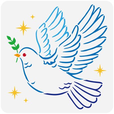 FINGERINSPIRE Dove of Peace Stencil: 11.8x11.8 inch Peace Dove Drawing Painting Stencils - Plastic, Reusable DIY Stencils for Painting on Wood Wall Floor Home Decor