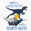 Velociraptor with Fluffy Butt - Cockatiel Sticker Decal Size 5" view 1