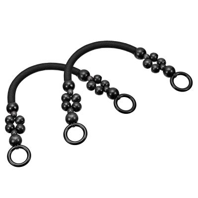 uxcell Wooden Beaded Bag Handles, 18.1" 2Pcs Rope Purse Straps Handle Replacement for Purse Making DIY Handmade Beach Bag Straw Bag, Black