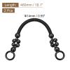 uxcell Wooden Beaded Bag Handles, 18.1" 2Pcs Rope Purse Straps Handle Replacement for Purse Making DIY Handmade Beach Bag Straw Bag, Black view 2