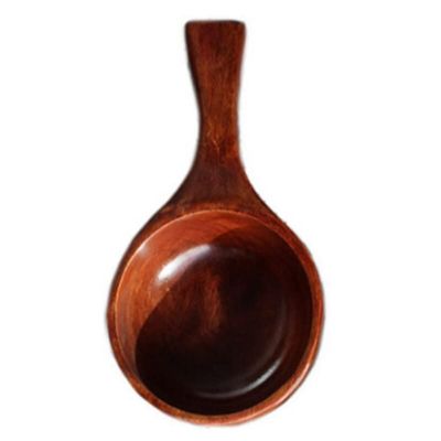 Wooden Spoon With Handle Soup Spoon Kimchi Bowl Outdoor Bowl Rice Spoon Fruit Salad Mixing Bowl (Color : A)