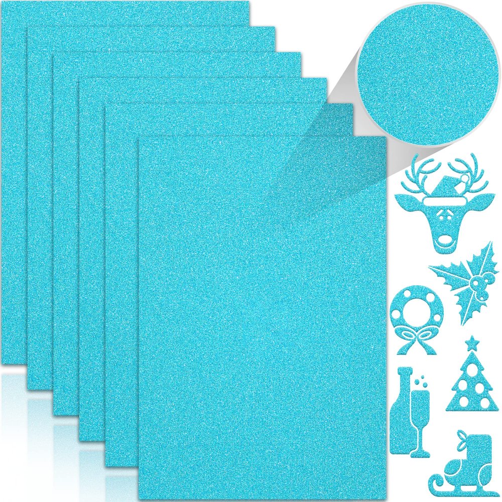 Twavang 24 Sheets Light Blue Glitter Cardstock Paper, A4 Premium Sparkly Paper for Scrapbook, DIY Projects, Party Decoration, Gift Box Wrapping 250GSM/92lb