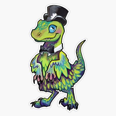 Dapper Feathered Raptor Sticker Decal Size 5"