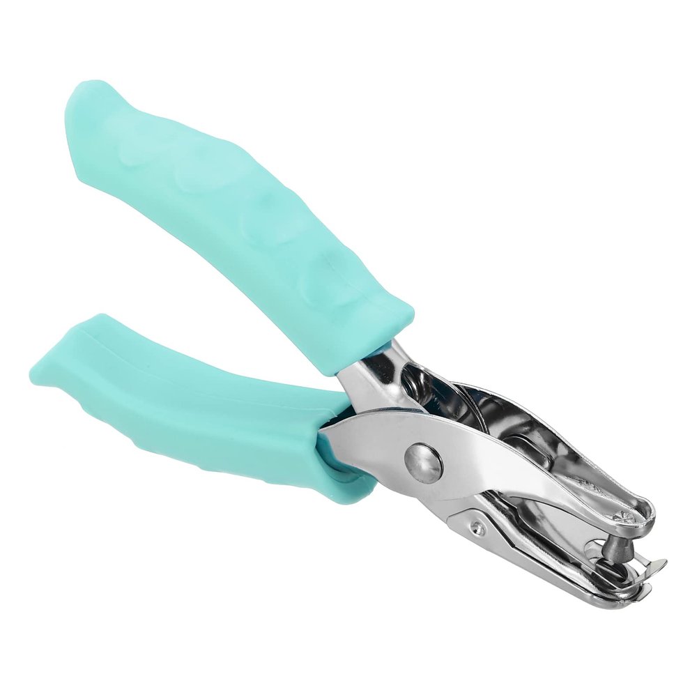 PATIKIL 1/4" Single Hole Punch, Handheld Hole Puncher with Soft Grip Metal Paper Puncher for Tag DIY Craft Scrapbook Ticket, Light Blue
