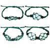 WEWAYSMILE 2 Pcs Empty Crystal Bracelet Holder Adjustable Stone Cage Cord Nylon Braided Netted Holder Crystal Bracelets Cord for DIY Bracelet Making(Dark Green) view 1