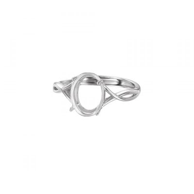 925 Silver Adjustable Ring Base Blank fit 8X10mm Oval Cabochon Gemstone Mounting Setting DIY Ring Finding Jewelry Making Gift for Women(Platina Color)