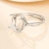925 Silver Adjustable Ring Base Blank fit 8X10mm Oval Cabochon Gemstone Mounting Setting DIY Ring Finding Jewelry Making Gift for Women(Platina Color) view 4