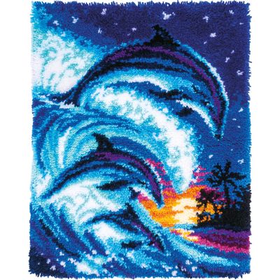 Vervaco Latch Hook Rug Dolphins in Tropical Environment 55 x 70 cm
