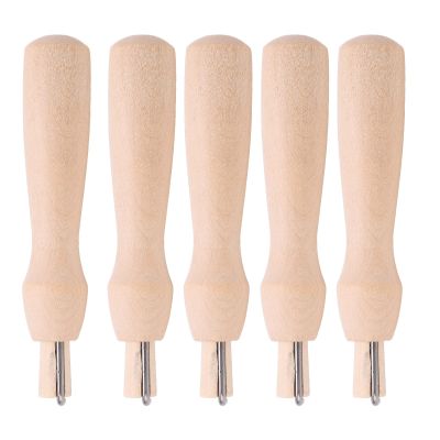 Wooden Felting Needle Handles, 5PCS Wood Color Multipurpose Hand Made DIY Wooden Needle Holders for Wool Felt Needle Felt and Other Handicrafts